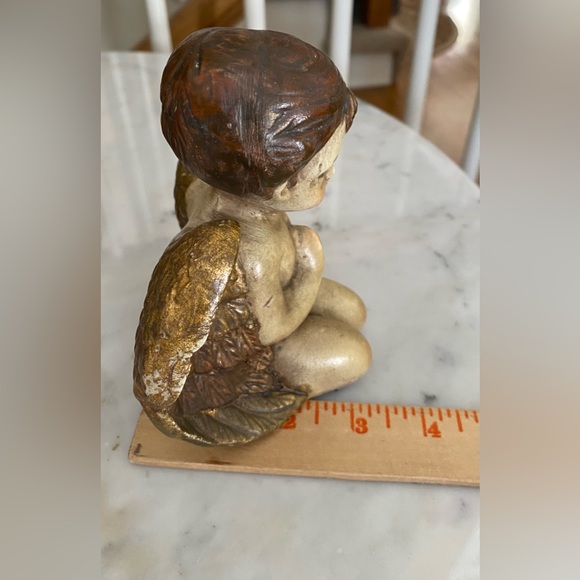 Vintage 5”Resin Statue Sculpture Angel Cherub Child Kneeling Praying HandPainted - Picture 8 of 9